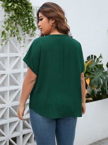 SHEIN LUNE Blusa de cuello de muesca de manga murciélago