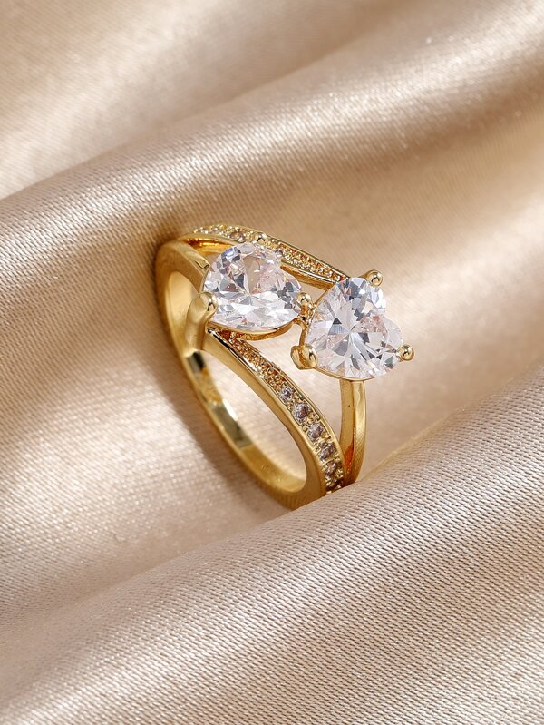 Cubic Zirconia Heart Decor Ring Valentines