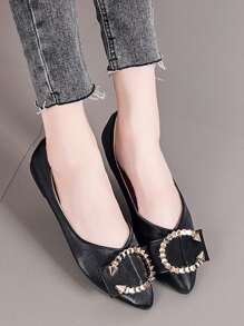 Giày bệt Nữ Kim loại màu trơn Thanh lịch - màu đen - Xem 1