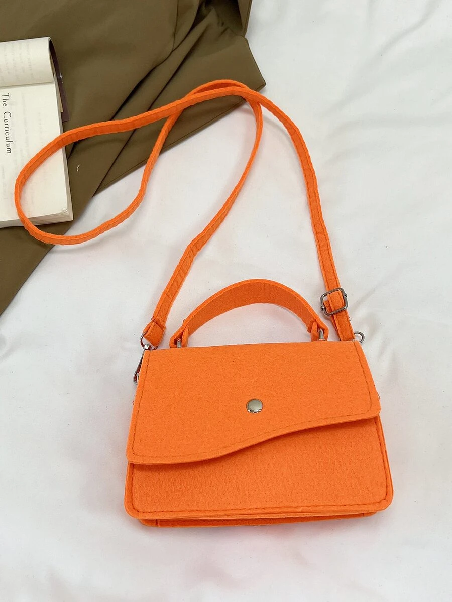迷你熒光橙金屬裝飾翻蓋方包 - 橘色 - 查看 1