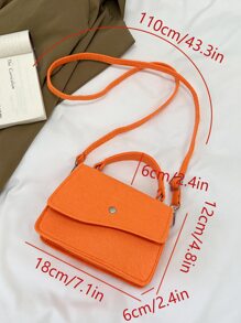 迷你熒光橙金屬裝飾翻蓋方包 - 橘色 - 查看 7