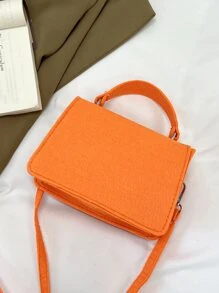 迷你熒光橙金屬裝飾翻蓋方包 - 橘色 - 查看 4