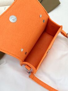迷你熒光橙金屬裝飾翻蓋方包 - 橘色 - 查看 5
