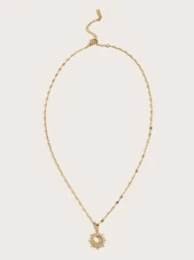 1 Dây chuyền mặt hình mặt trời bằng thép không gỉ thời trang dành cho nữ, thích hợp làm quà tặng cho mọi mùa - Vàng - Xem 2