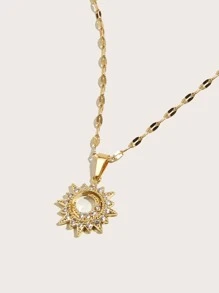 1 Dây chuyền mặt hình mặt trời bằng thép không gỉ thời trang dành cho nữ, thích hợp làm quà tặng cho mọi mùa - Vàng - Xem 3