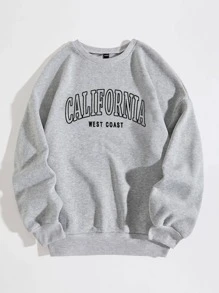 SHEIN Unity Letter Graphic Drop Shoulder Thermal Lined Sweatshirt - Light Grey - View 1