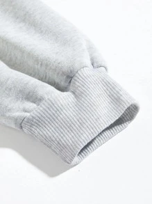 SHEIN Unity Letter Graphic Drop Shoulder Thermal Lined Sweatshirt - Light Grey - View 3