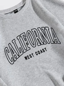 SHEIN Unity Letter Graphic Drop Shoulder Thermal Lined Sweatshirt - Light Grey - View 7