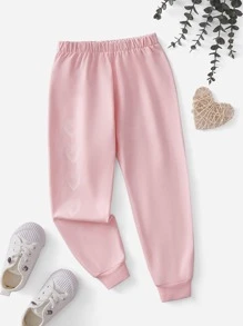 Toddler Girls Heart Print Joggers - Baby Pink - View 1