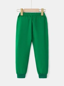 Toddler Girls Letter Graphic Joggers - Green - View 2