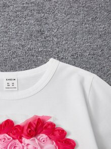 Toddler Girls Patched Detail Bow Front Tee - White - View 3