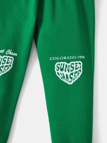 Toddler Girls Letter Graphic Joggers - Green - View 4