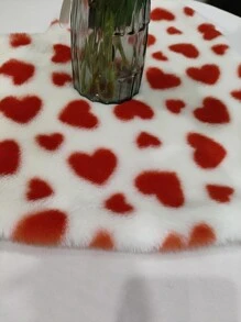 Heart Shaped Fluffy Placemats, Suitable For Valentine's Day, Wedding And Daily Dining Table Decor
