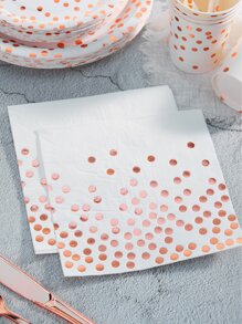 25 件/套白色和玫瑰金一次性餐巾，13*13 英寸 2 层，派对用品，玫瑰金圆点餐巾适用于晚餐毕业典礼结婚周年纪念日鸡尾酒生日派对装饰派对餐巾，圣诞节