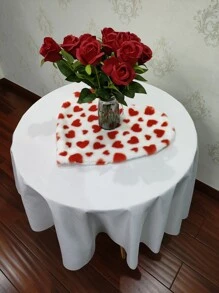 Heart Shaped Fluffy Placemats, Suitable For Valentine's Day, Wedding And Daily Dining Table Decor