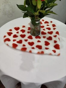 Heart Shaped Fluffy Placemats, Suitable For Valentine's Day, Wedding And Daily Dining Table Decor