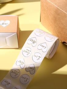 1 rollo Pegatina de regalo con estampado de corazón y letra - Multicolor - Ver 4