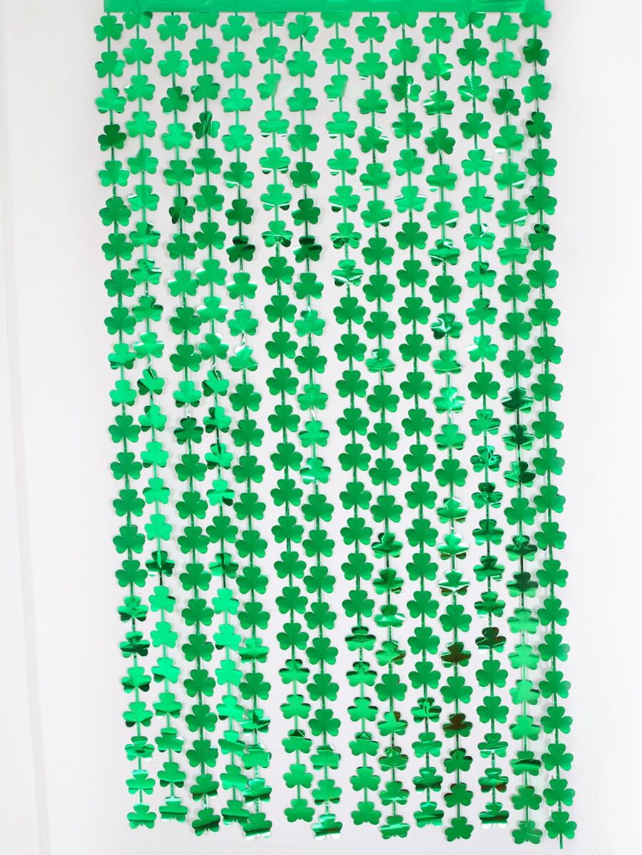 1入組三葉草裝飾裝飾流蘇窗簾 - 綠色 - 查看 1