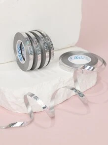 5 件-10 米银色圆点气球丝带，气球装饰丝带，丝带圈，