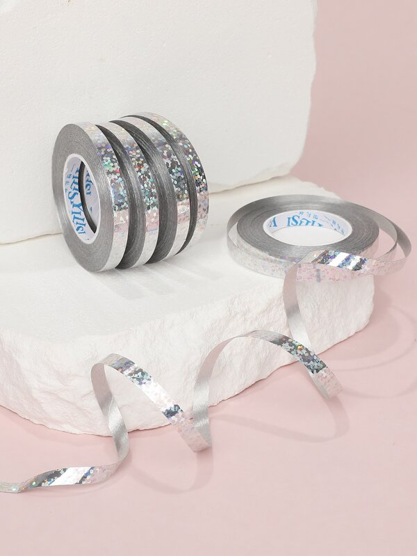 5pcs-10m Silver Spot Balloon Ribbon, Balloon Decorative Ribbon, Ribbon Coil,