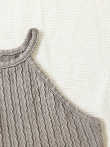 Girls Textured Halter Top & Skirt - Khaki - View 3