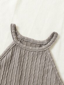 Girls Textured Halter Top & Skirt - Khaki - View 4