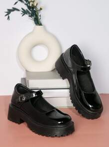 Artificial Patent PU Mary Jane Heels - Black - View 3