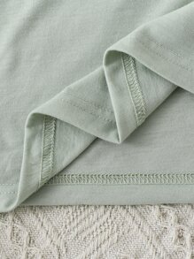 SHEIN Tween Girls' Summer Casual Letter And Cartoon Printed T-Shirt - Mint Green - View 6