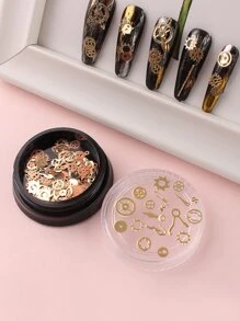 1盒齒輪設計美甲飾品 - 金色 - 查看 3