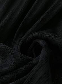 SHEIN LUNE 大碼素色百褶半身裙 - 黑色 - 查看 3