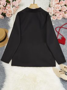 SHEIN LUNE Plus Lapel Neck Single Breasted Blazer - Black - View 2