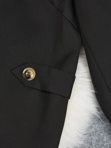 SHEIN LUNE Plus Lapel Neck Single Breasted Blazer - Black - View 4