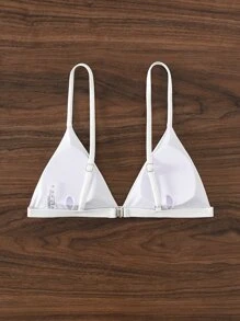 SHEIN Swim 微三角杯比基尼上衣 - 白色 - 查看 2