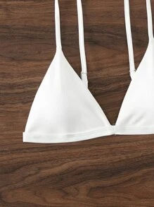 SHEIN Swim 微三角杯比基尼上衣 - 白色 - 查看 4