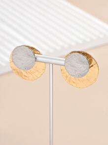 Two Tone Round Design Earring Jackets - Multicolor - View 2