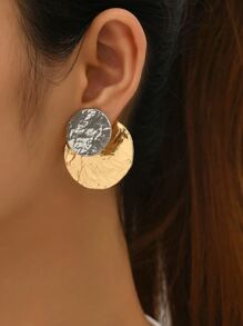 Two Tone Round Design Earring Jackets - Multicolor - View 3