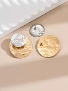 Two Tone Round Design Earring Jackets - Multicolor - View 6