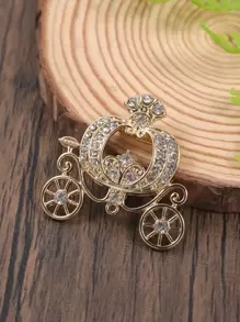 Rhinestone Horse-drawn Carriage Design Brooch - Multicolor - View 1