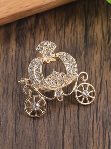 Rhinestone Horse-drawn Carriage Design Brooch - Multicolor - View 2