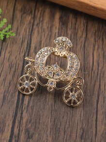 Rhinestone Horse-drawn Carriage Design Brooch - Multicolor - View 5