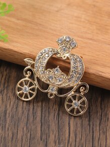 Rhinestone Horse-drawn Carriage Design Brooch - Multicolor - View 6