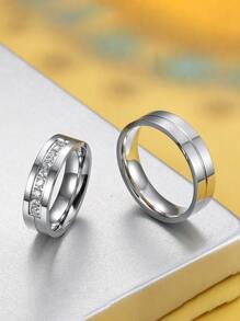 Bộ 2 Cặp Nhẫn Đính Đá Cubic Zirconia - Bạc - Xem 1