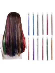10 gói phần mở rộng tóc tổng hợp thẳng màu ngẫu nhiên - Nhiều màu - Xem 1