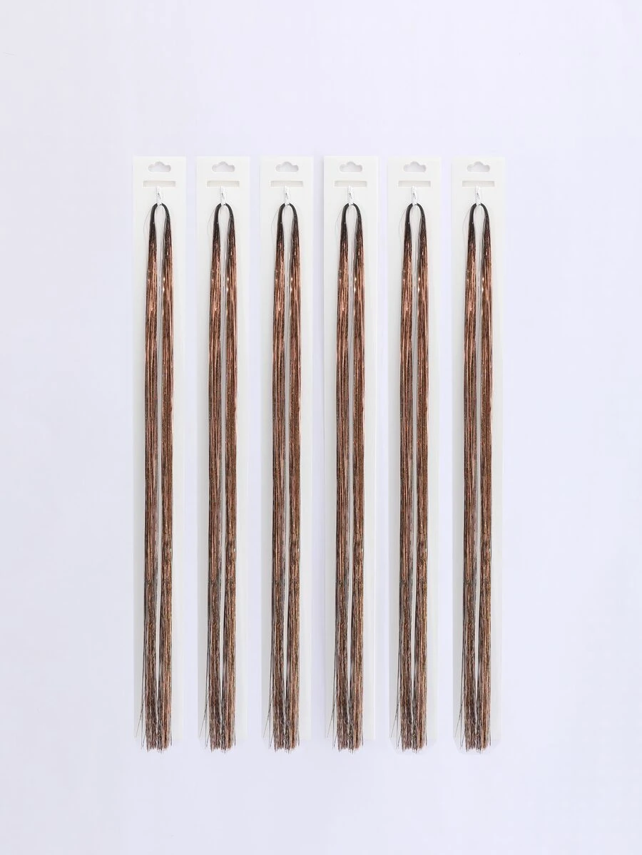 6 gói phần mở rộng tóc tổng hợp thẳng trung bình - Cà phê nâu - Xem 1