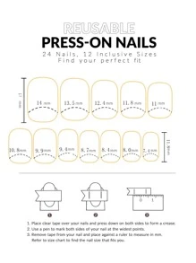 Nâng tầm phong cách của bạn với Bộ 24 móng tay giả họa tiết hình trái tim vuông ngắn - Nhiều màu - Xem 5