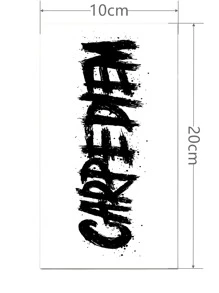 1 hoja Pegatina tatuaje con estampado de letra impermeable - Negro - Ver 3