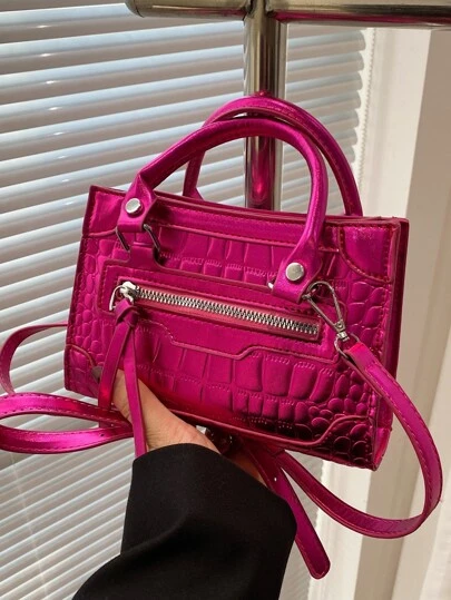 CONTAINEVERY 迷你金屬質感鱷魚壓紋方包