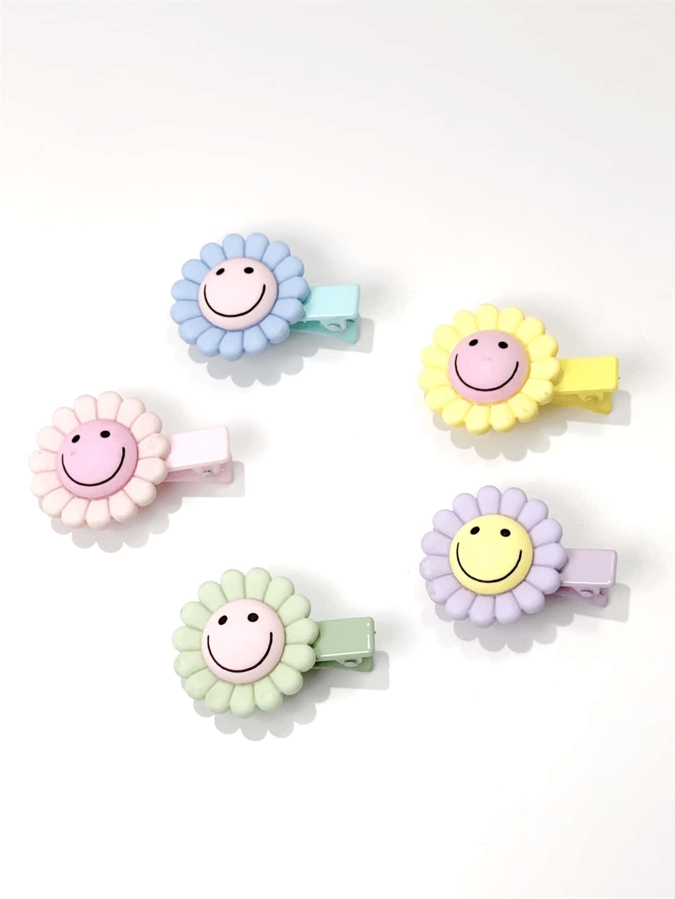 5pcs Expression Detail Flower Decor Alligator Hair Clip - Multicolor - View 1