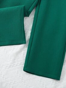 Chicas Mono de hombros descubiertos ribete con fruncido con cinturón - Verde Oscuro - Ver 4