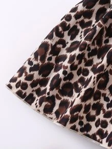 SHEIN Young Girl Leopard Print Casual Streetwear Tube Top With Spaghetti Straps And Shorts Set For Summer - Multicolor - View 4